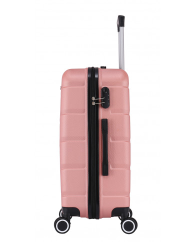 TROLLEY ADC Handgepäck Koffer - 39L Hartschalenkoffer, 55x34x23, Leichte ABS-Hartschale, Reisekoffer mit Rollen, 360 Doppelräder - Pink