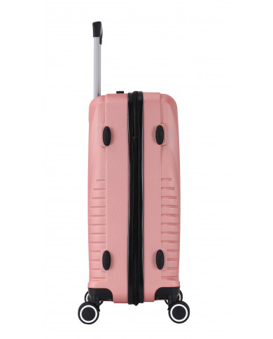 TROLLEY ADC Koffer Mittelgroß - 65L Hartschalenkoffer, 65x41x26, Leichte ABS-Hartschale, Reisekoffer mit Rollen, 360 Doppelräder - Pink