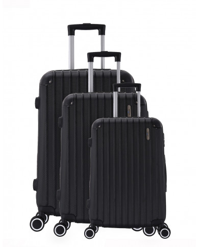 TROLLEY ADC Koffer Set - 3-teilig, Hartschalenkoffer Groß, Mittel, Klein,leichte Reisekoffer mit Rollen, 360-Doppelräder - Schwarz