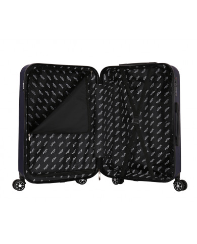 Valise Moyenne 4 roues 65cm rigide - TROPICAL DREAM - DEELUXE - Bleu Marine