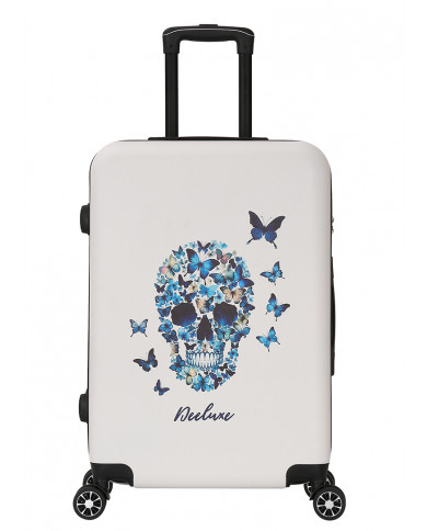 Valise Moyenne 4 roues 65cm rigide - BLUE SERENITY - DEELUXE - Blanc