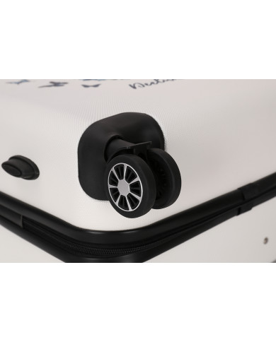 Valise Moyenne 4 roues 65cm rigide - BLUE SERENITY - DEELUXE - Blanc