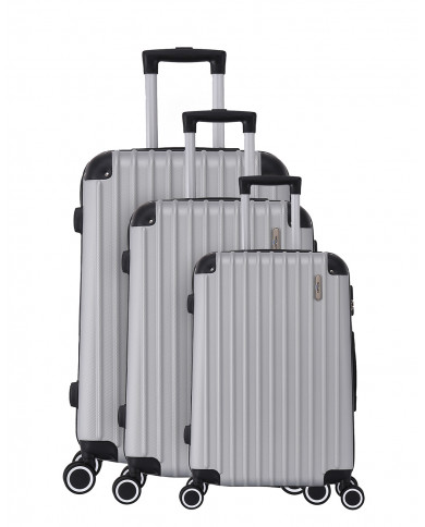 TROLLEY ADC Koffer Set - 3-teilig, Hartschalenkoffer Groß, Mittel, Klein,leichte Reisekoffer mit Rollen, 360-Doppelräder - Gris