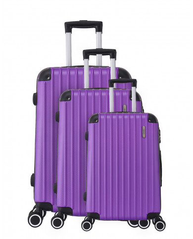 TROLLEY ADC Koffer Set - 3-teilig, Hartschalenkoffer Groß, Mittel, Klein,leichte Reisekoffer mit Rollen, 360-Doppelräder - Violet