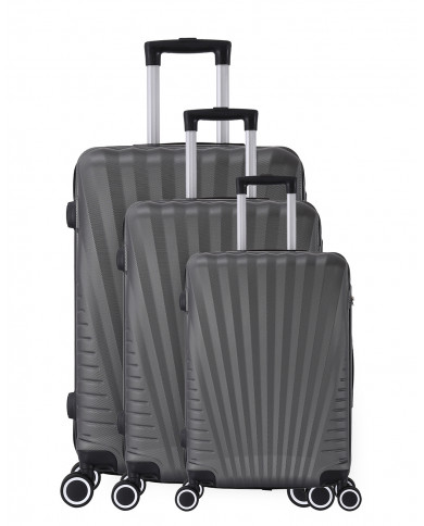 Set de 3 valises 4 roues ABS - Elegance - Trolley ADC - Gris