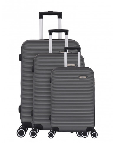 TROLLEY ADC Koffer Set - 3-teilig, Hartschalenkoffer Groß, Mittel, Klein, leichte Reisekoffer mit Rollen, 360-Doppelräder - Gris